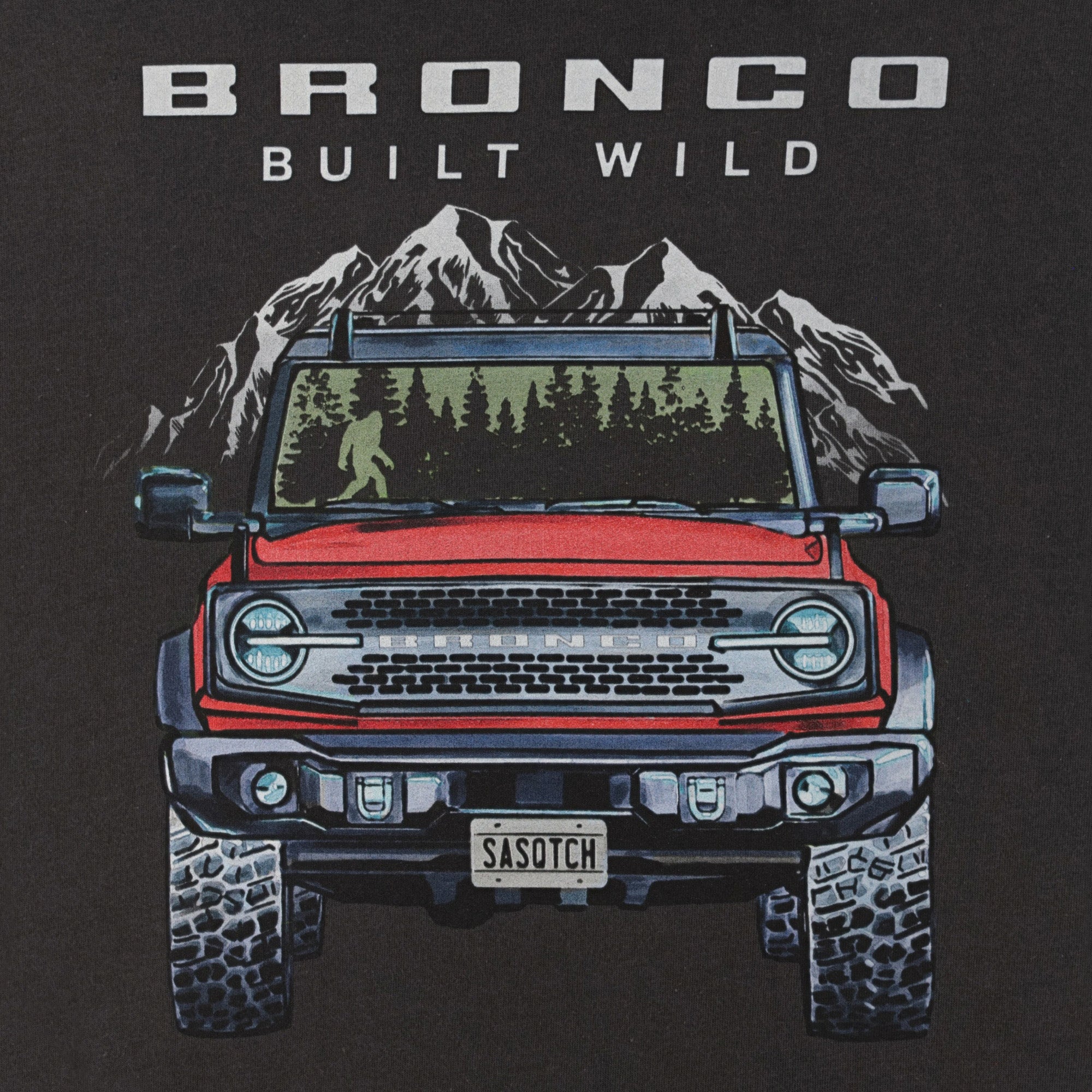 Ford Bronco Men's Built Wild Mountain Truck T-Shirt