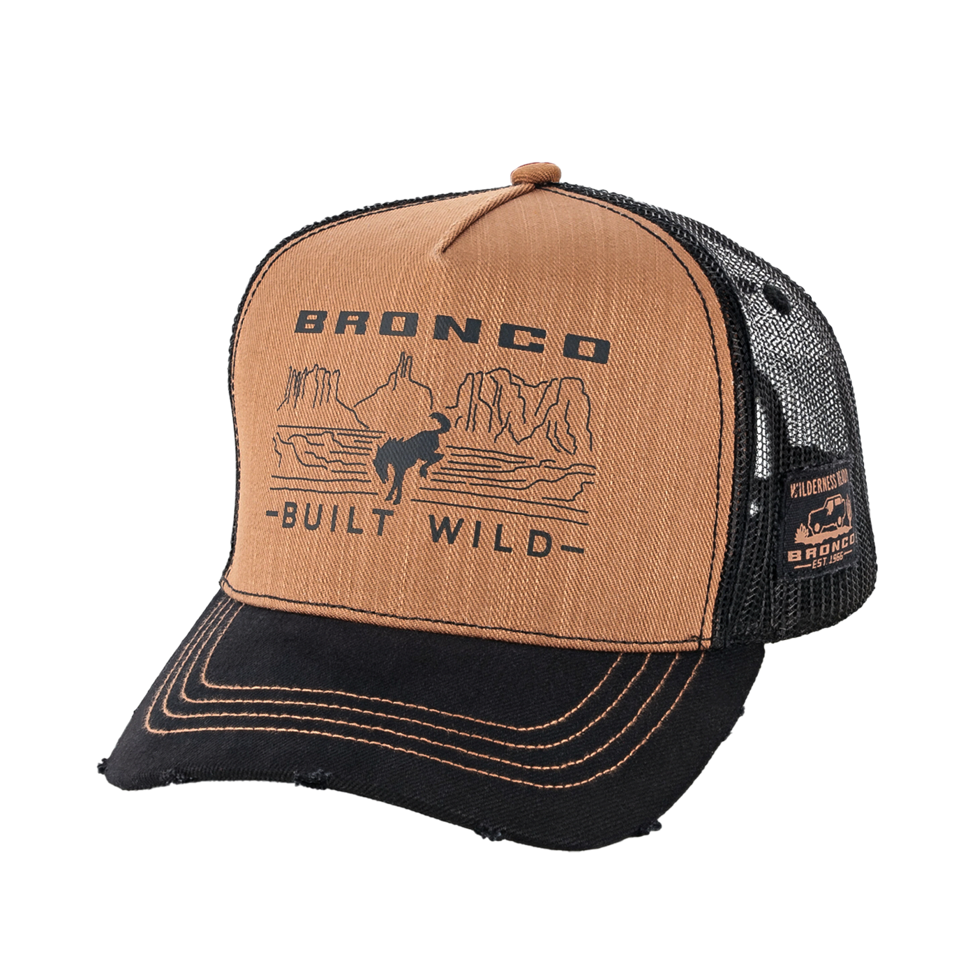 Ford Bronco Built Wild Distressed Canvas Trucker Hat