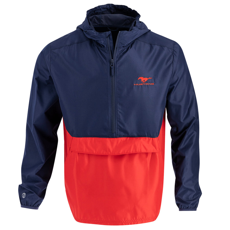 Ford Mustang Logo Men's Packable 1/4-Zip Windbreaker Jacket