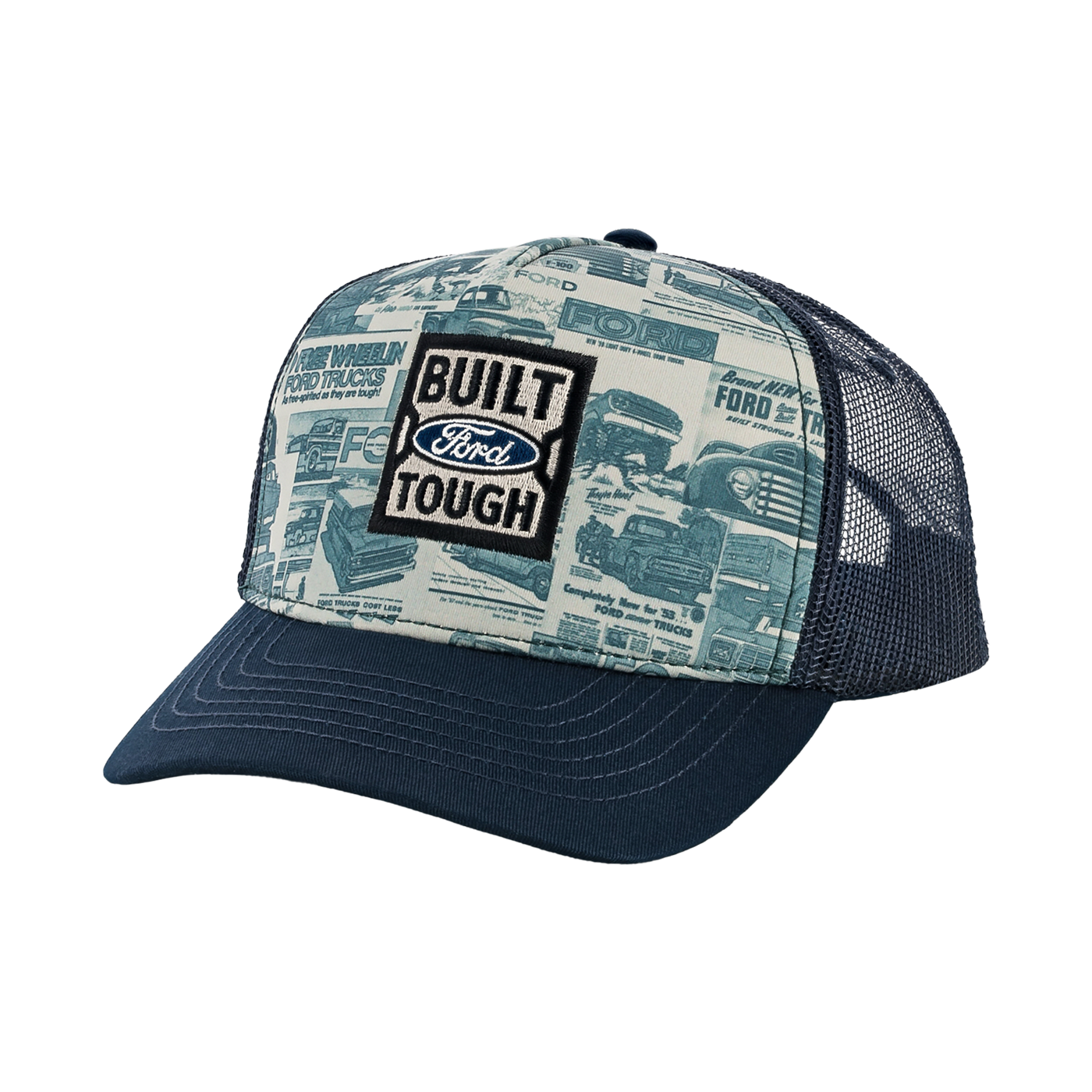 Ford Built Ford Tough Vintage Flat Bill Trucker Hat