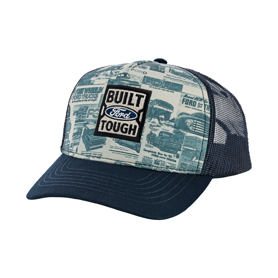 Ford Built Ford Tough Vintage Flat Bill Trucker Hat