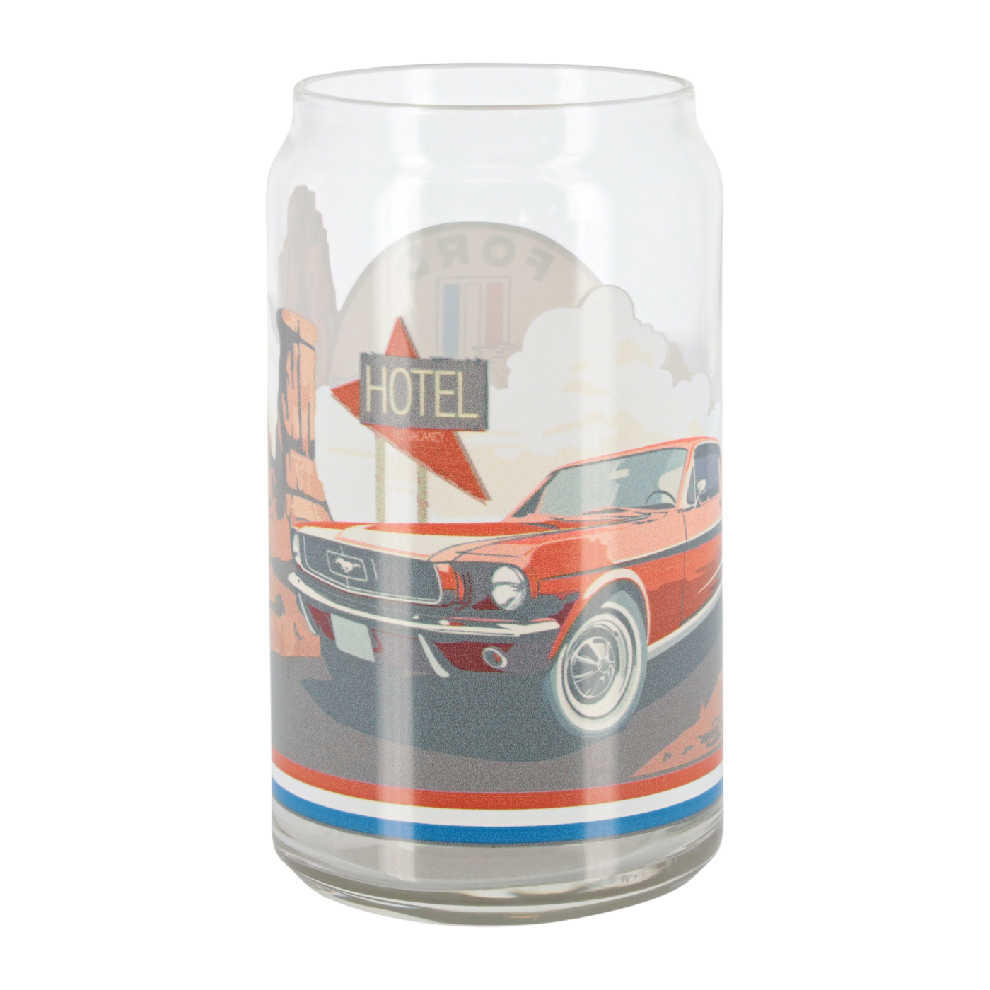Ford Mustang Tribar Vintage Soda Can Glass