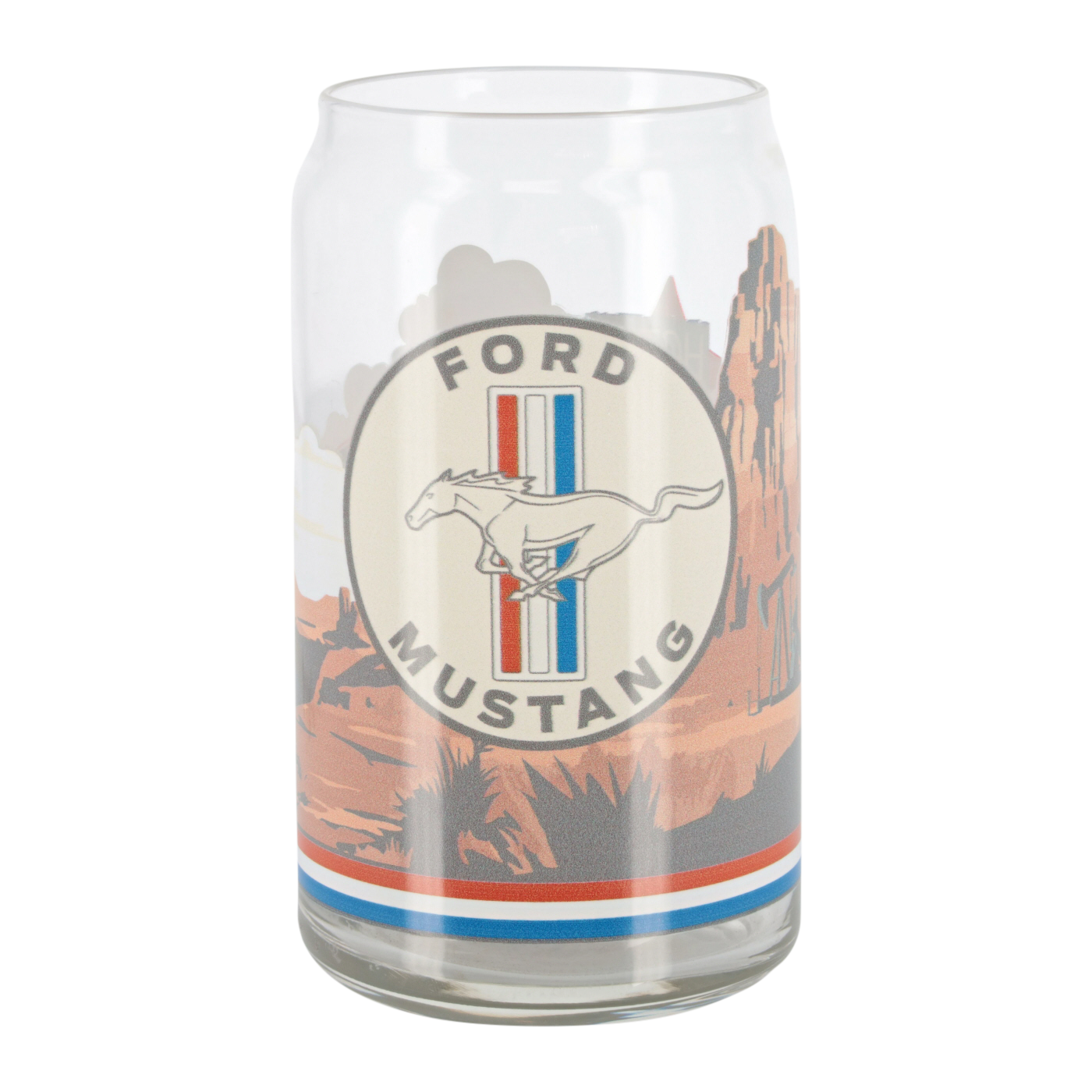 Ford Mustang Tribar Vintage Soda Can Glass