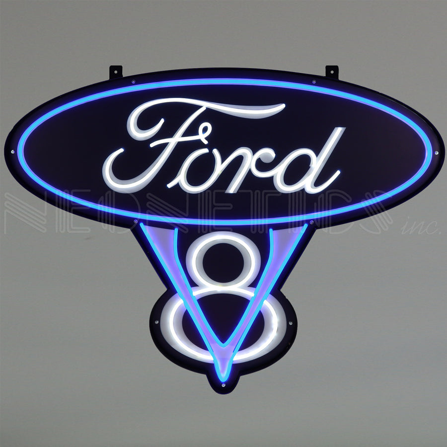 Ford V8 Led Flex-Neon Sign In Steel Can