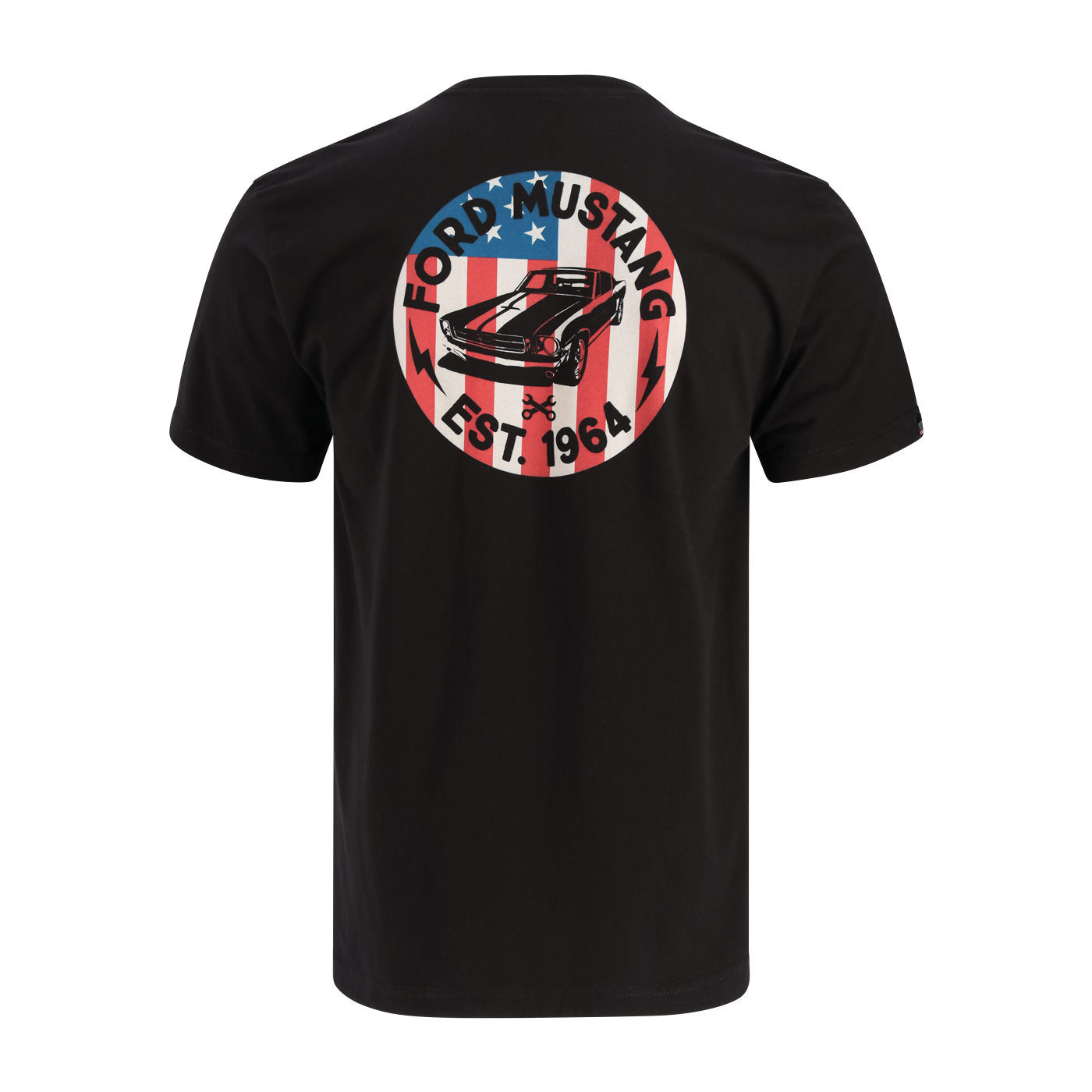 Ford Mustang Men's Vintage Est 1964 Flag Made in the USA Pocket T-Shirt