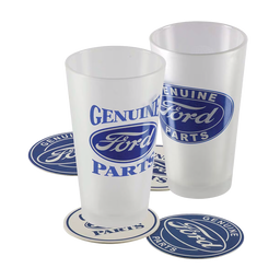 Ford 2-Pk Frosted Pint Glass Set