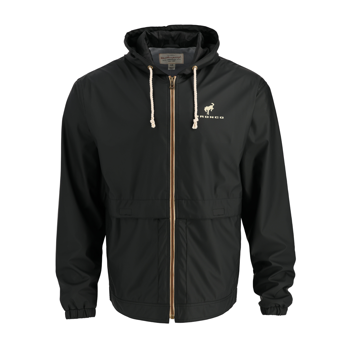 Bronco Stacked Logo Vintage Hooded Rain Jacket