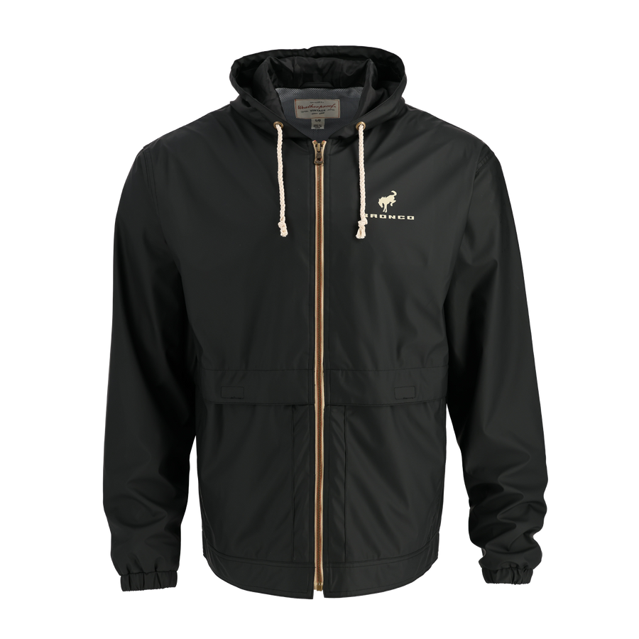Bronco Stacked Logo Vintage Hooded Rain Jacket