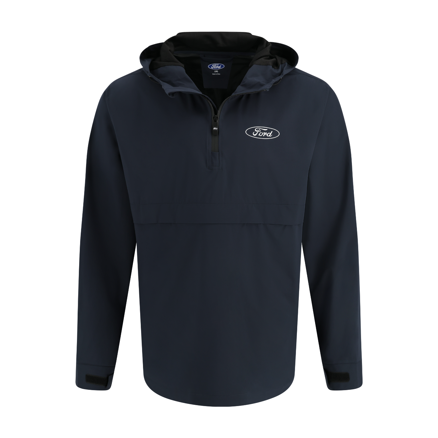 Ford Logo Mens 1/4 Zip Packable Wind Breaker Rain Jacket