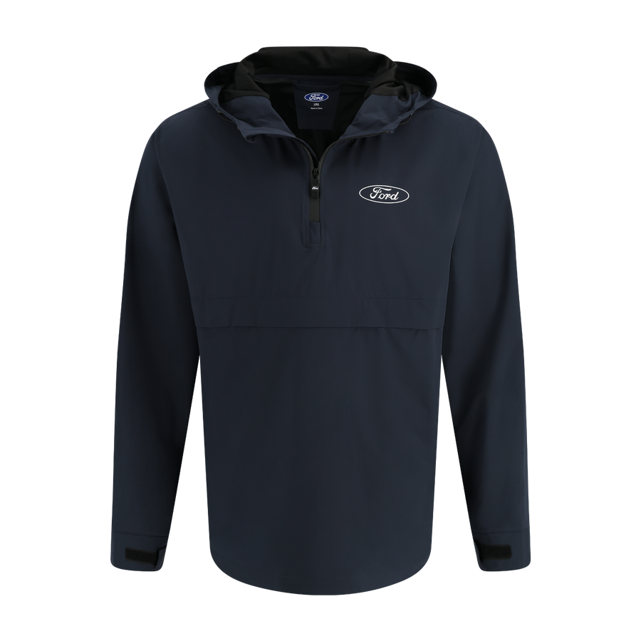 Ford Logo Mens 1/4 Zip Packable Wind Breaker Rain Jacket