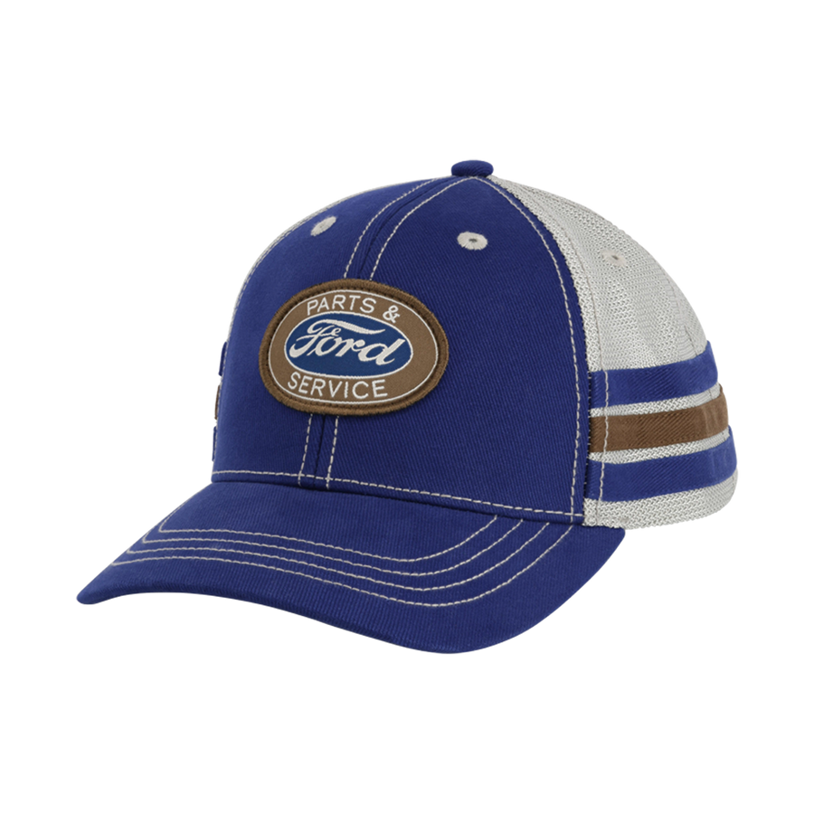Ford Logo Parts And Service Striped Trucker Hat