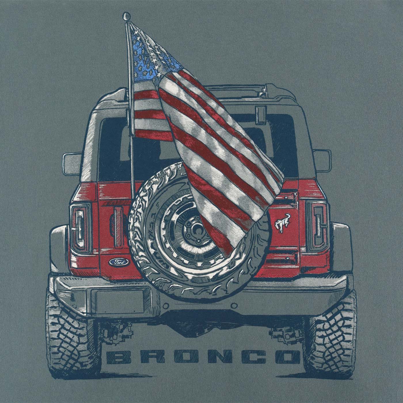 Bronco Flag & Truck Made In The USA T-Shirt