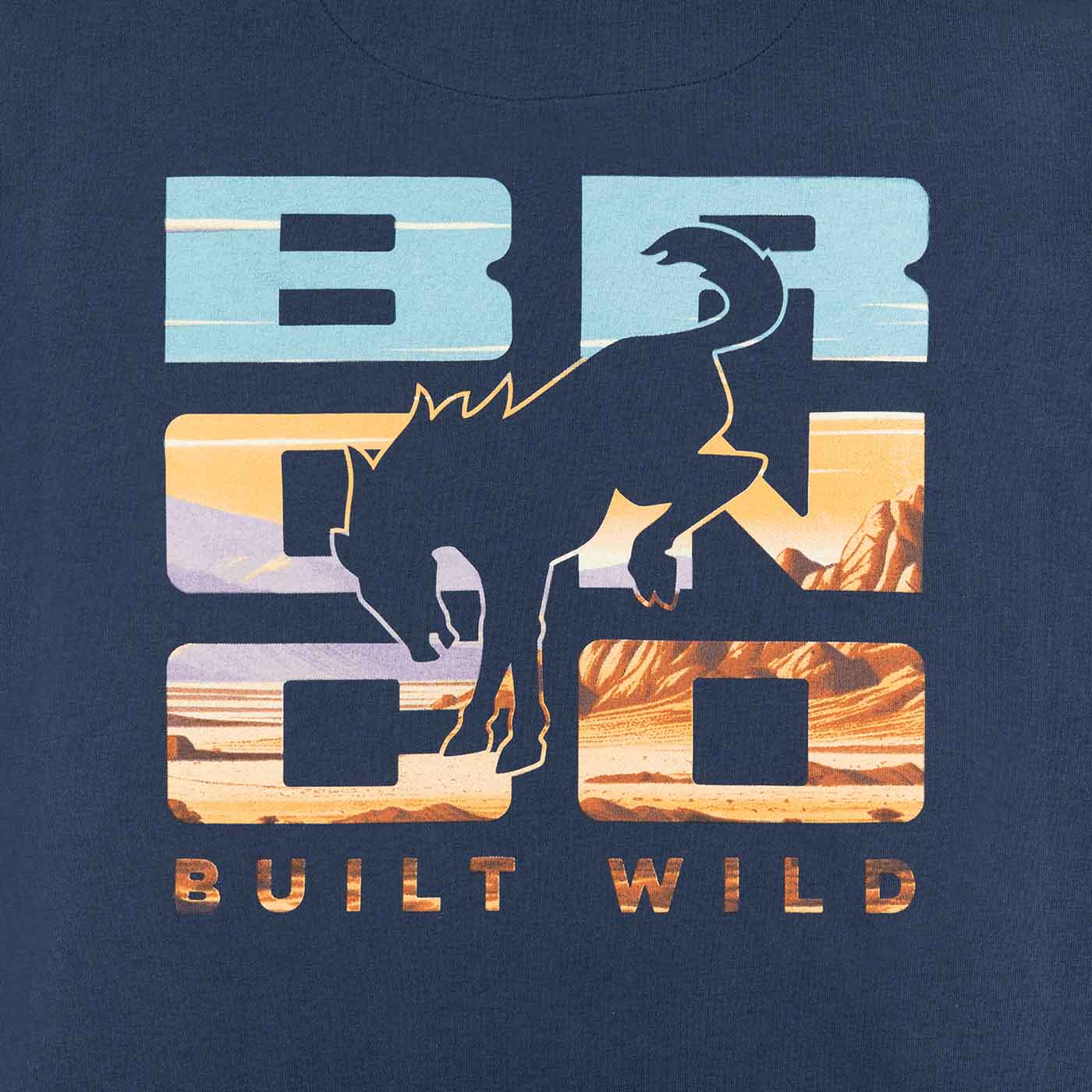 Bronco Desert Sunset Hooded Pullover Sweatshirt
