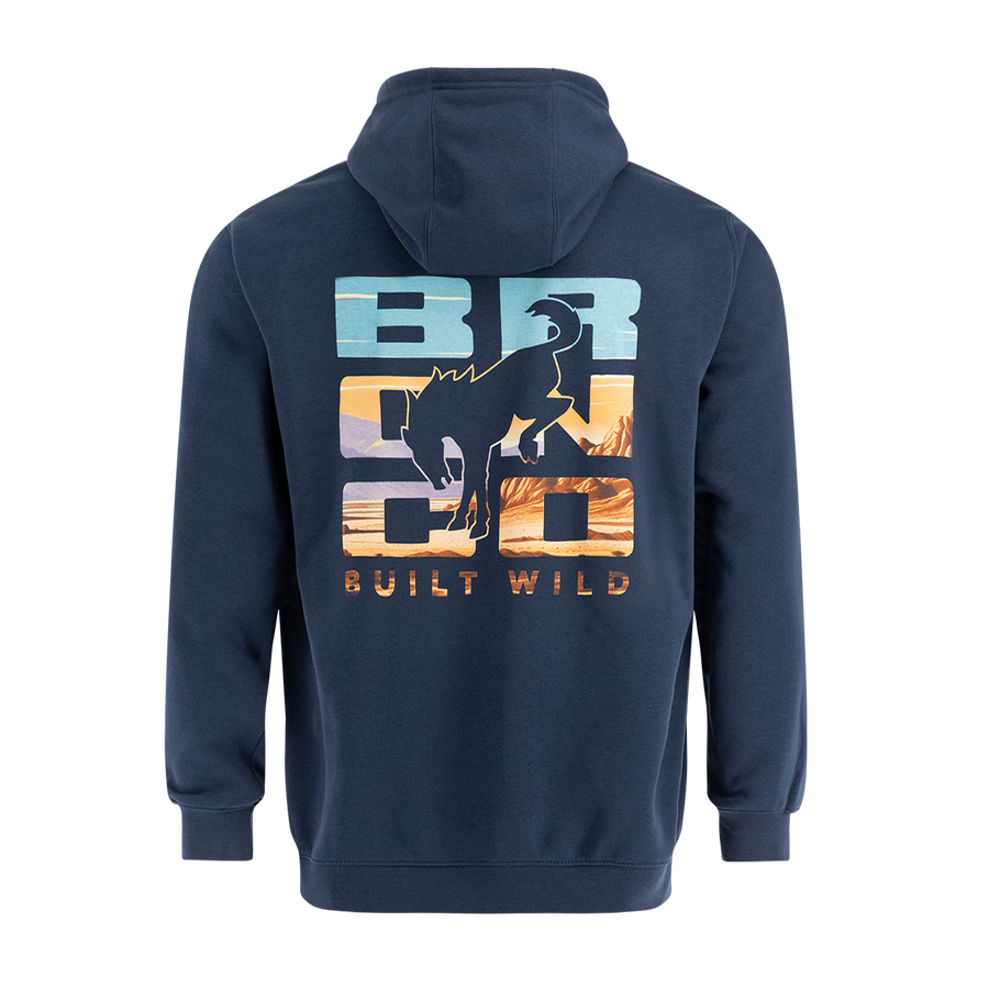 Bronco Desert Sunset Hooded Pullover Sweatshirt