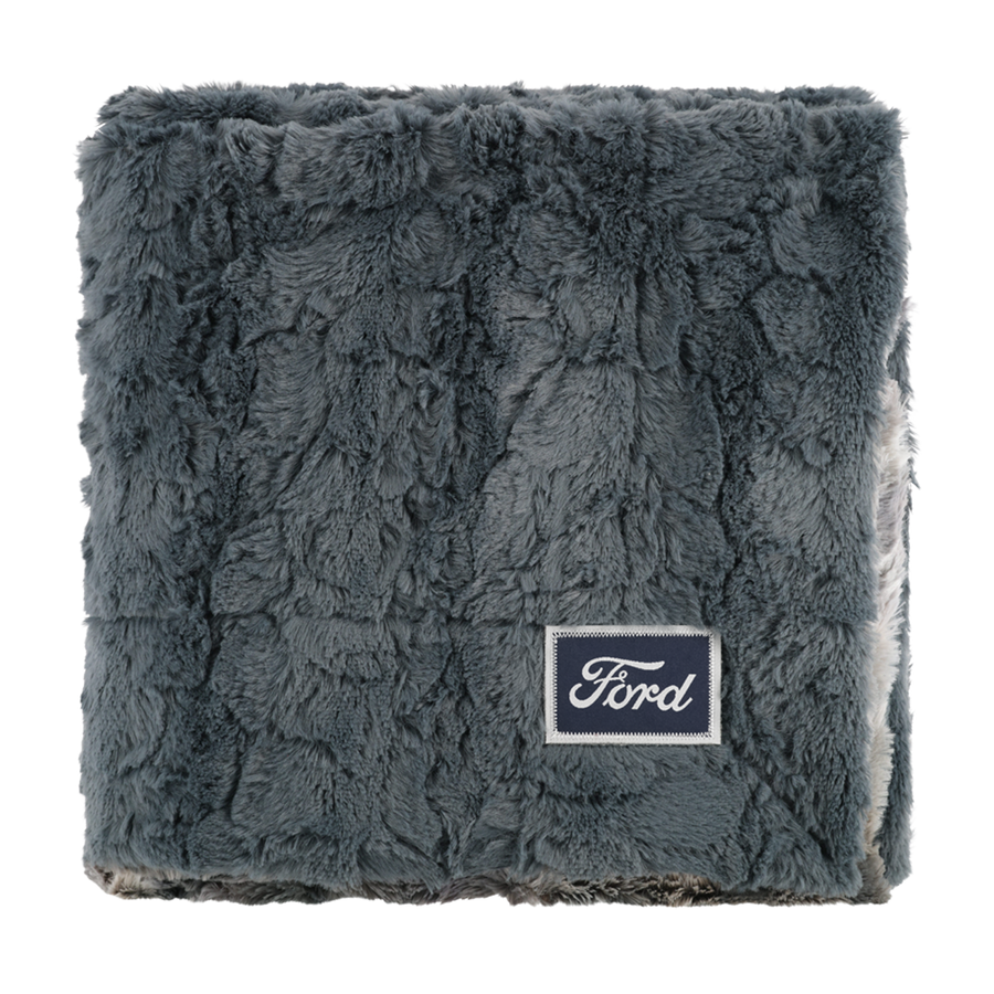 Ford Script Sherpa Blanket Grey Blanket